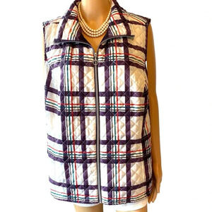 Cj Banks Quilted Casual Cozy Multi color Vest Women Plus Size 1X Pockets